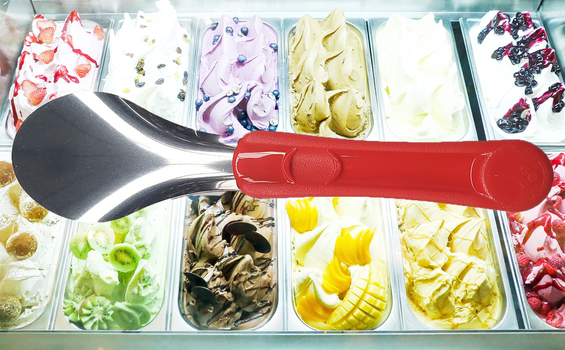 Ice Cream Spatula Gelato Stainless Steel Plastic Handle Red